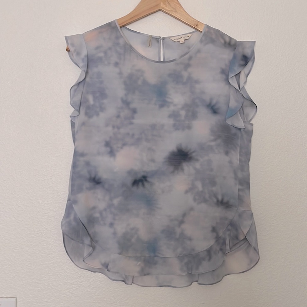 Rebecca Taylor| Blue Sky Silk Ruffle Top| Sz 4